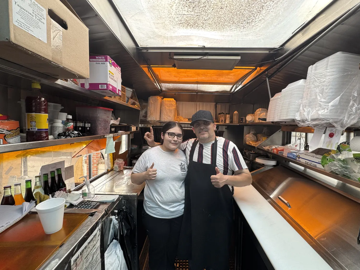The Taco Fiesta team inside the truck